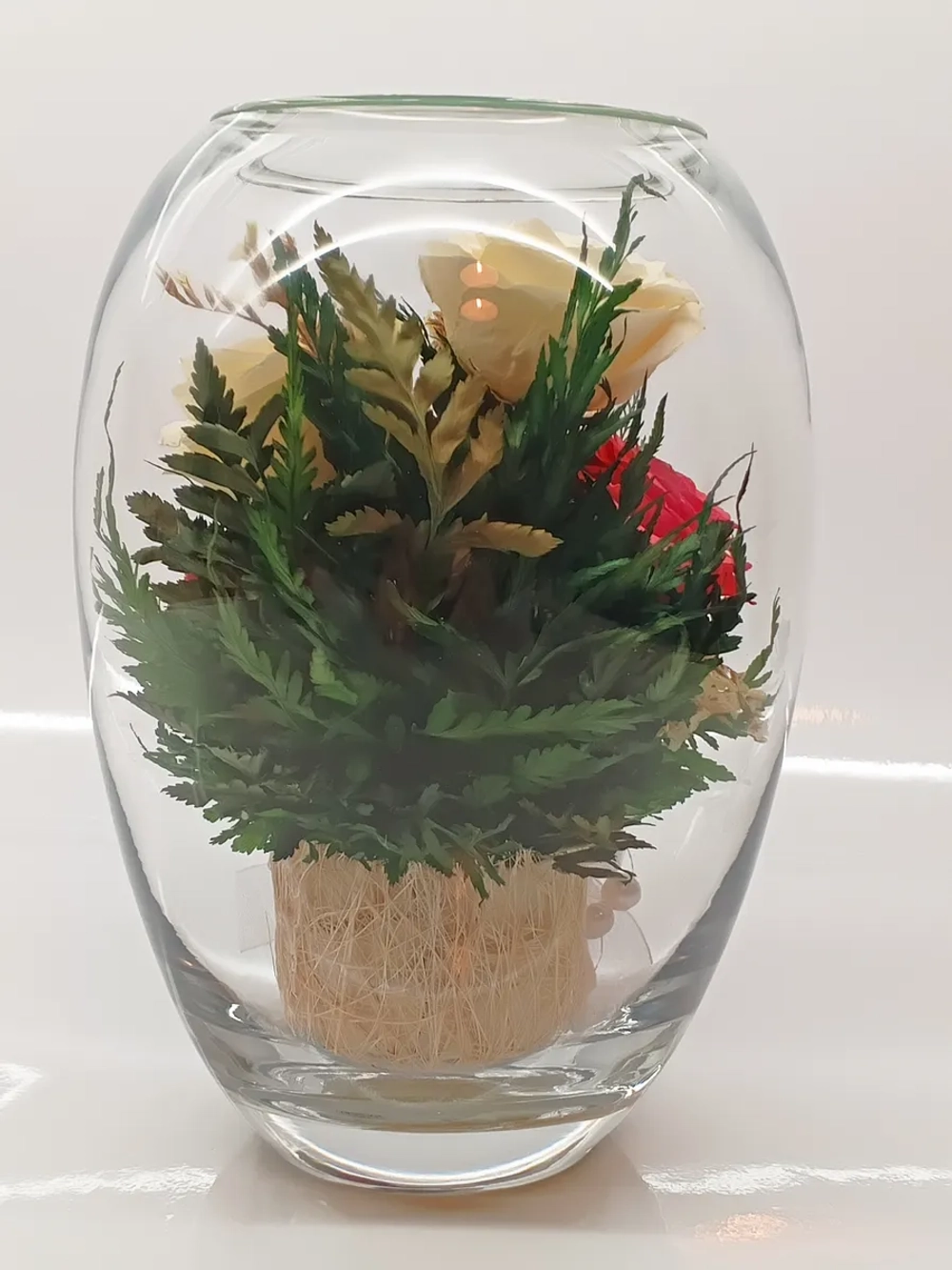 натуральные цветы в стекле, вакуум