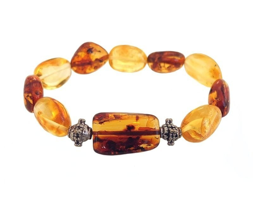 Янтарный браслет на резинке (7123)