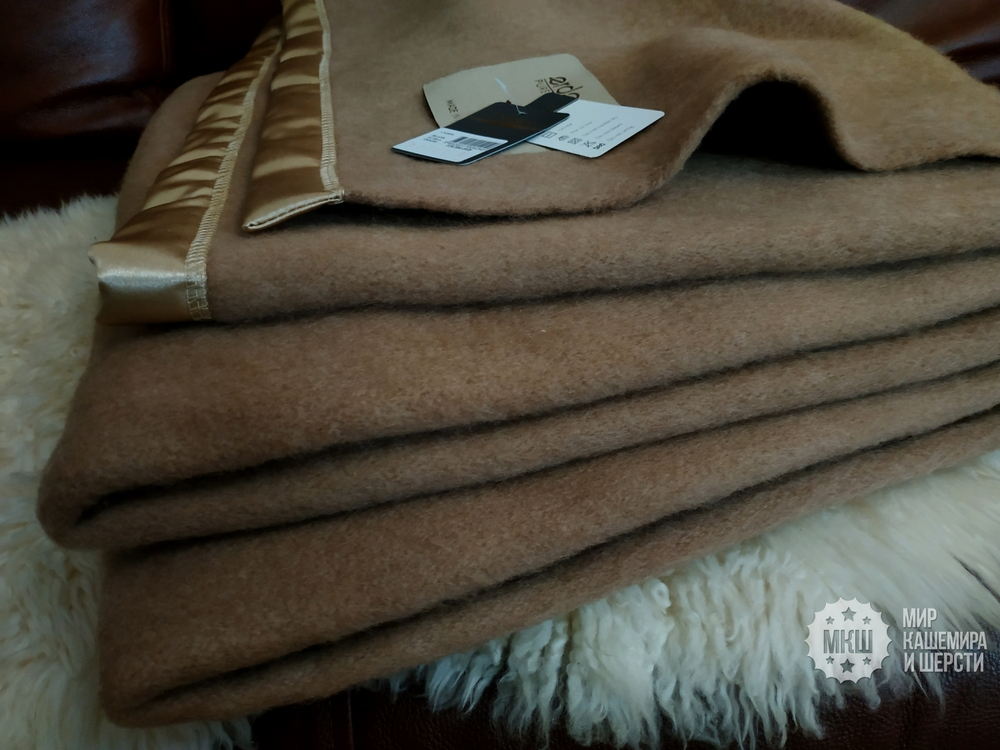 Одеяло тканое из 100% верблюжьей шерсти ERDENET - 200x220 см. (шерстяное)  - камел