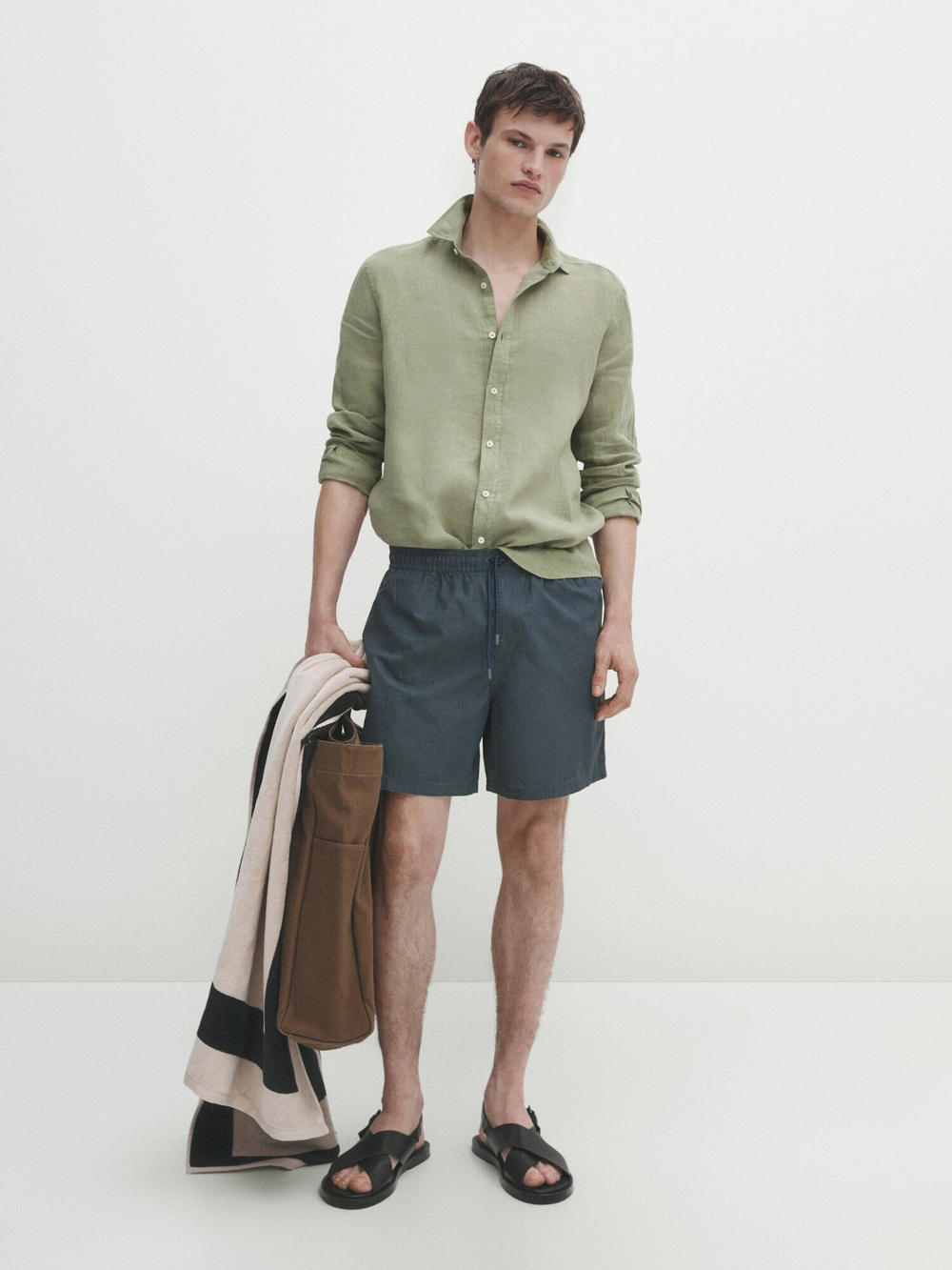 Massimo Dutti Однотонные плавки, стальной