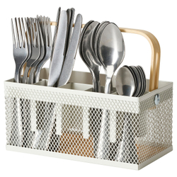 IKEA VIMPELFISK  (ИКЕА ВИМПЕЛФИСК)  -  Набор столовых приборов из 24 предметов с подставкой, нержавеющая сталь бамбук/крем