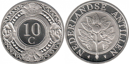 Нидерландские Антильские острова 10 центов, 1989 - 2023 Апельсин UNC