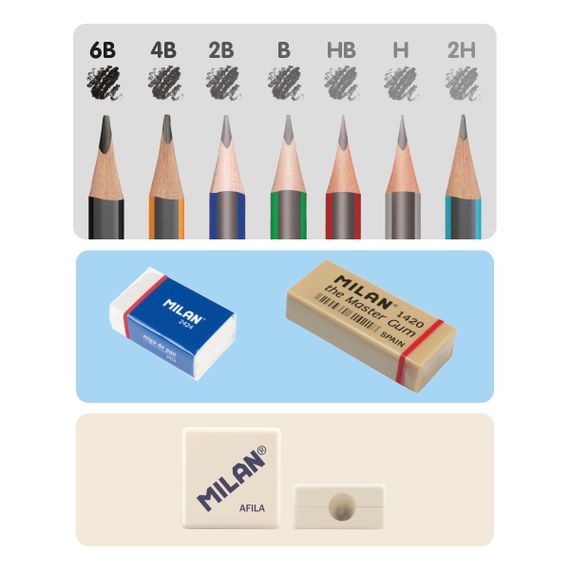 Metal case 7 graphite pencils
