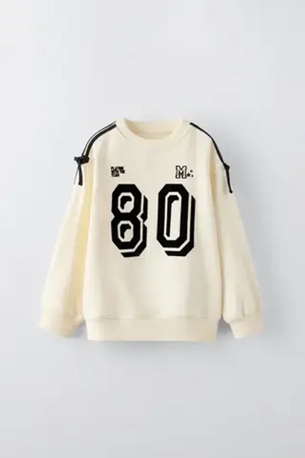 ZARA ХУДИ С РЕЛЬЕФНОЙ НАДПИСЬЮ, ЭКРЮ
