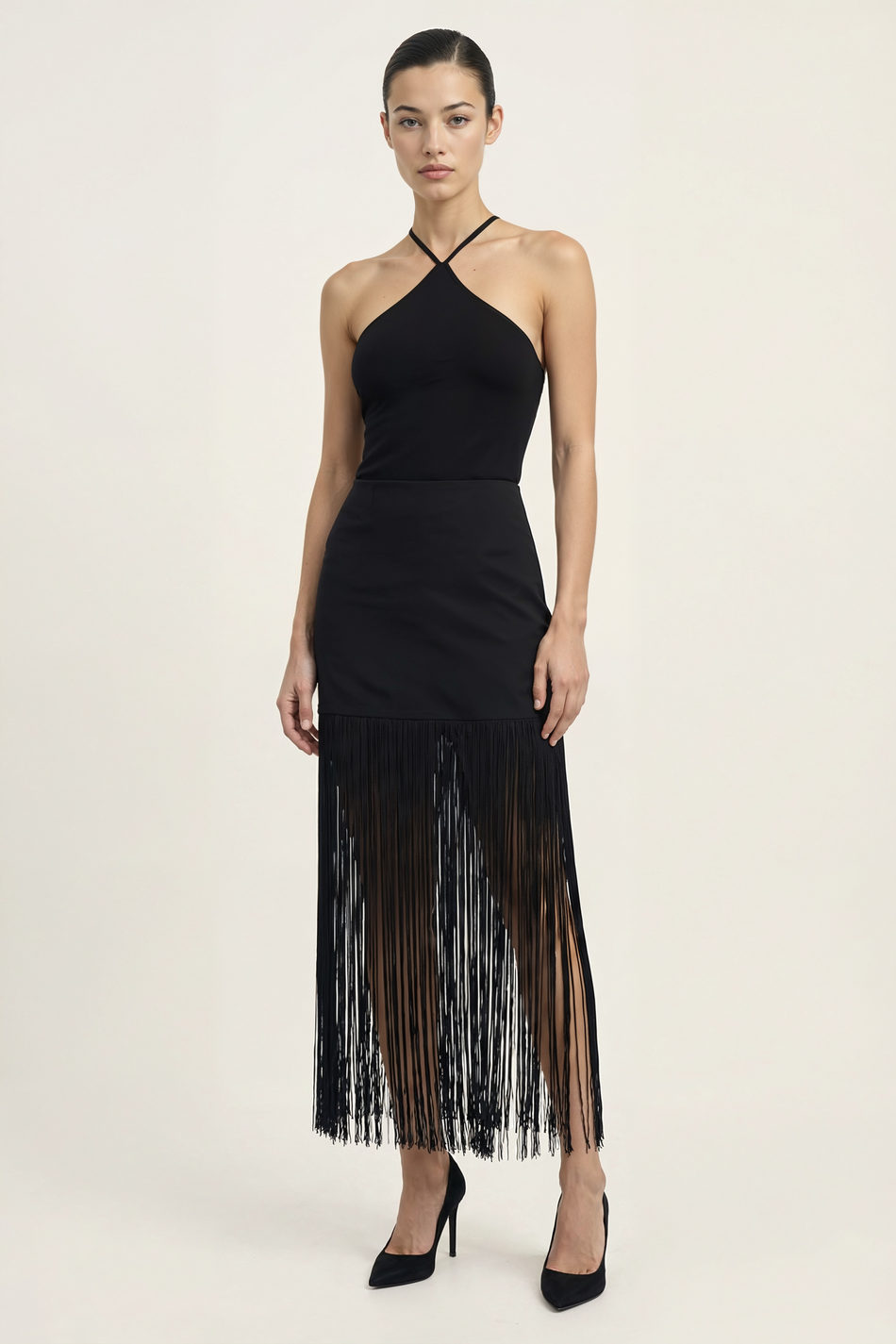 Юбка с бахромой мини