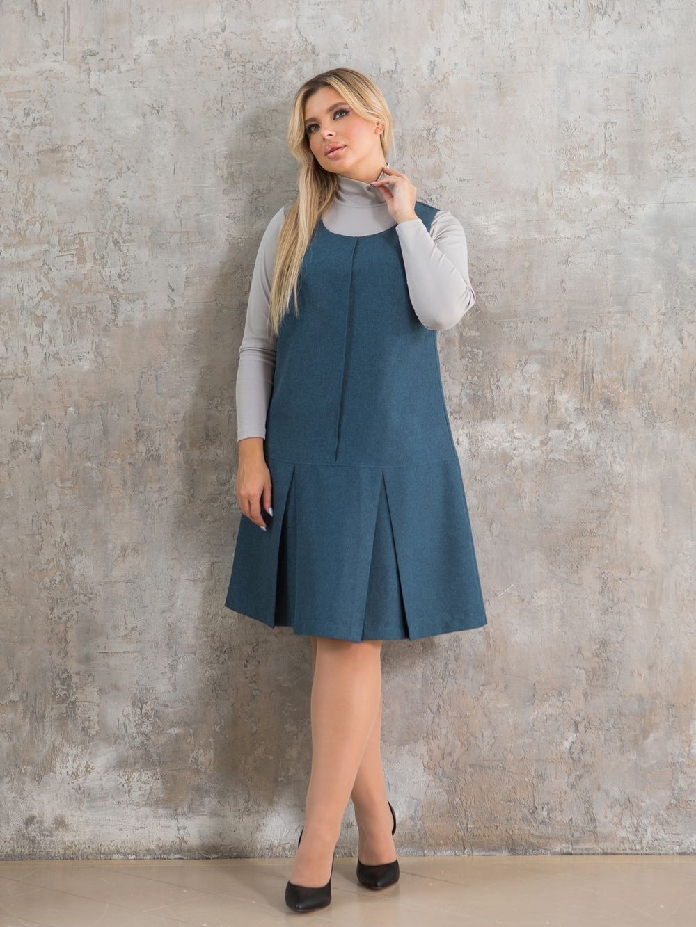 Сарафан 1355 зелено-синий Novita (Акция)