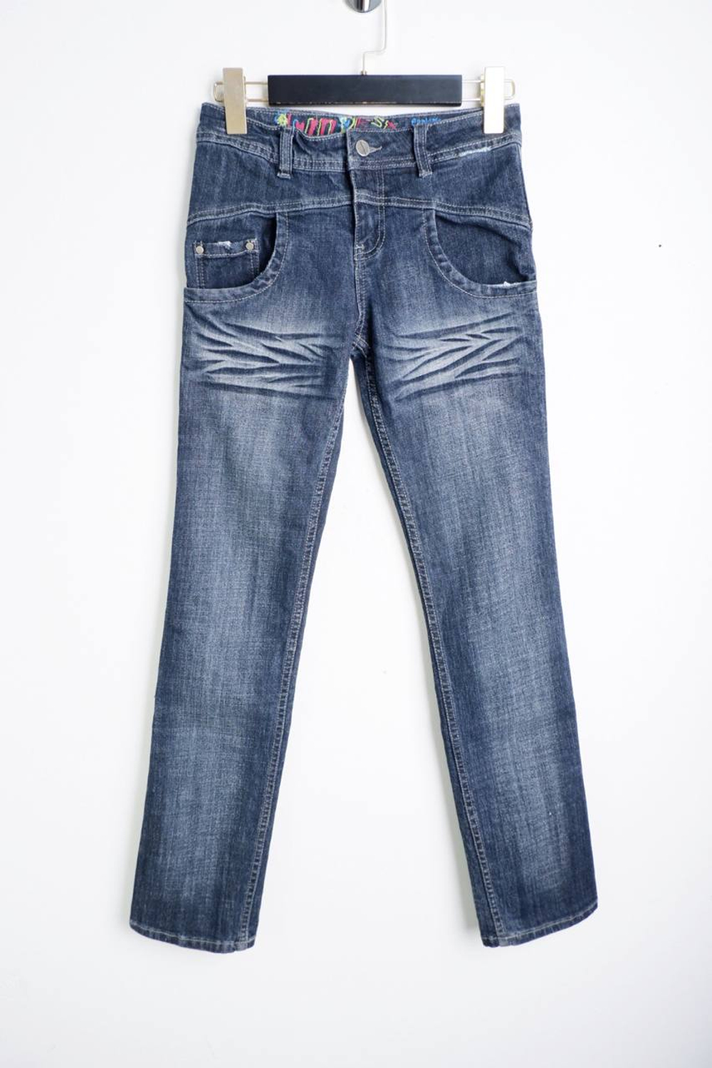 Джинсы обтягивающие, визуально на 12/13 лет