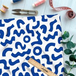 Ткань премиум шифон синие мазки на белом