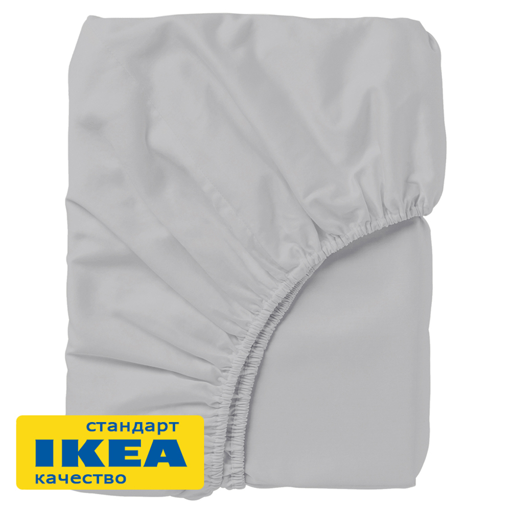 Сатиновая простынь на резинке ПЕРСЕЯ 140х200 | светло-серый