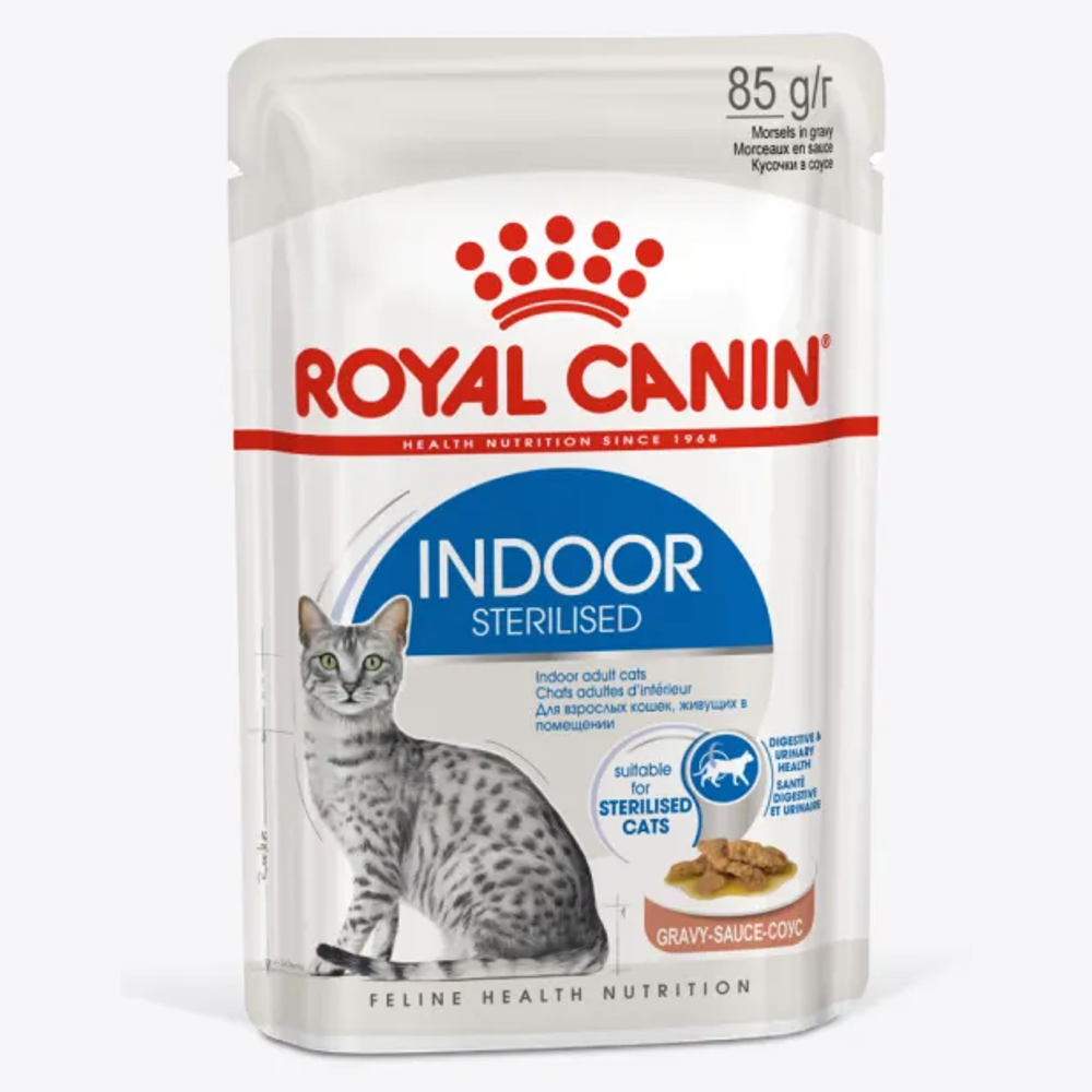 ROYAL CANIN INDOOR STERILISED 85 г пауч желе влажный корм для стерилизованных кошек от 1 до 7 лет, живущих в помещении 1х28