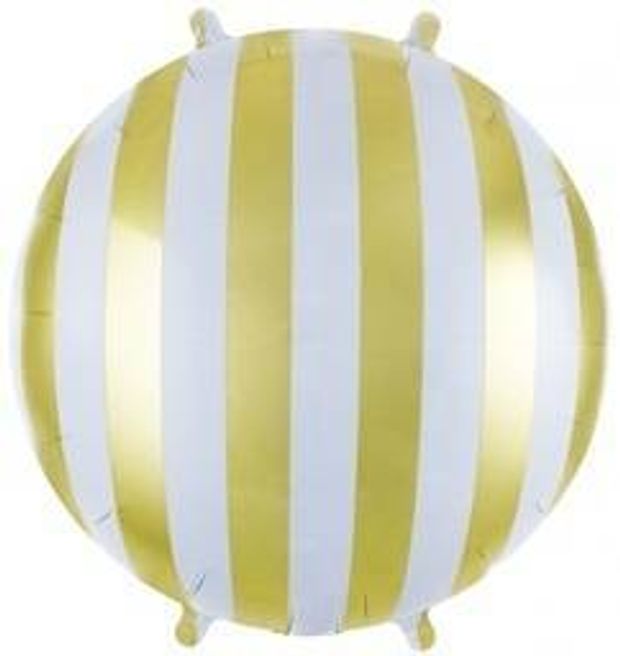 К Шар круг полосы белый/золото 18"/46см (БГ-15)