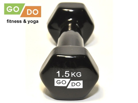 Гантель GO DO в виниловой оболочке.  Вес 1,5  кг.  (Чёрный)
