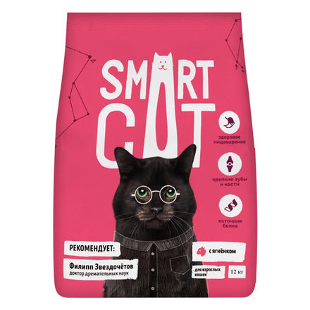 Smart Cat 400г Сухой корм для взрослых кошек Ягненок
