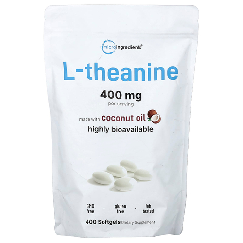 Micro Ingredients, L-теанин, 400 капсул (200 мг в 1 капсуле)