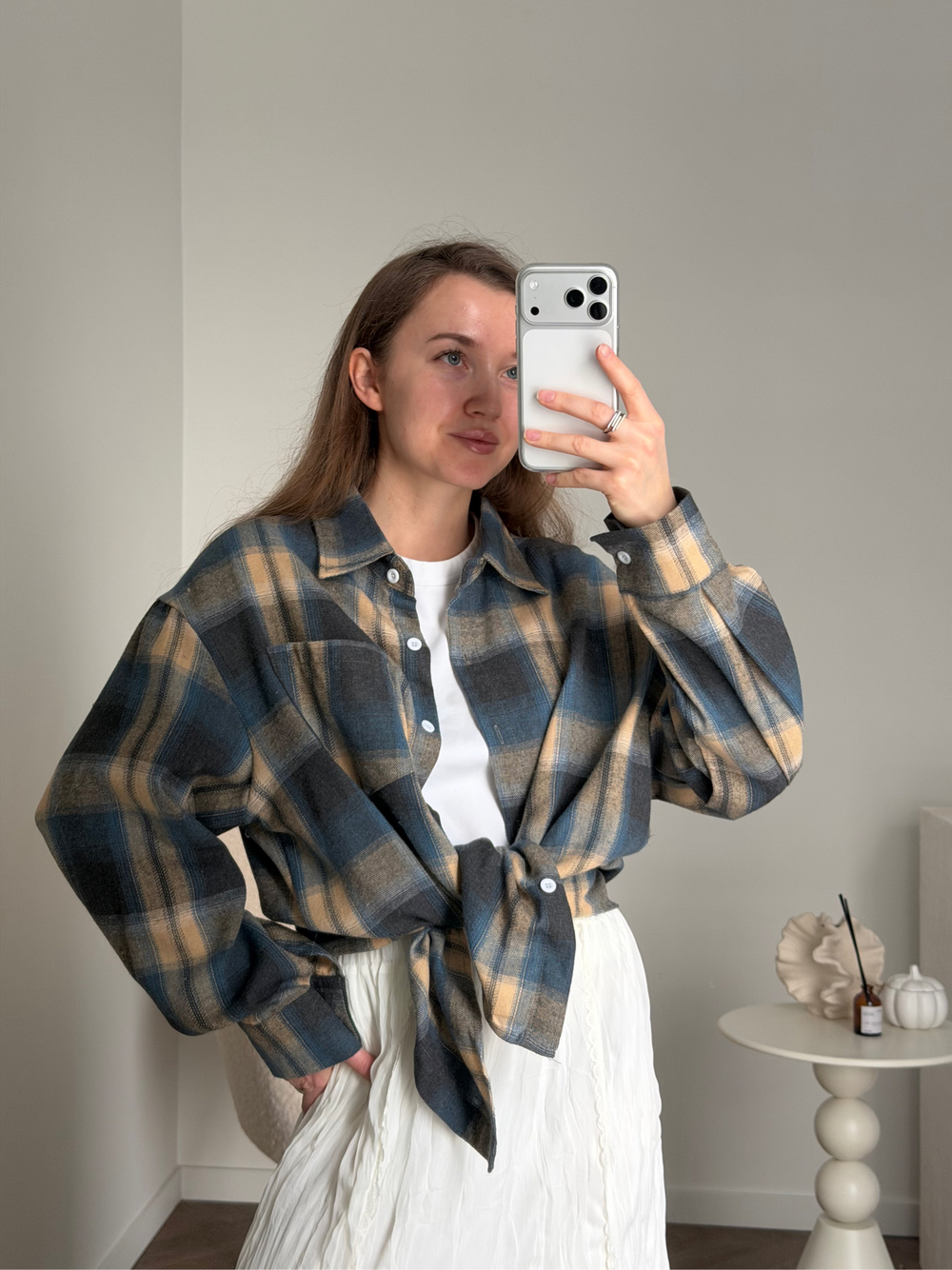 Рубашка в клетку синий