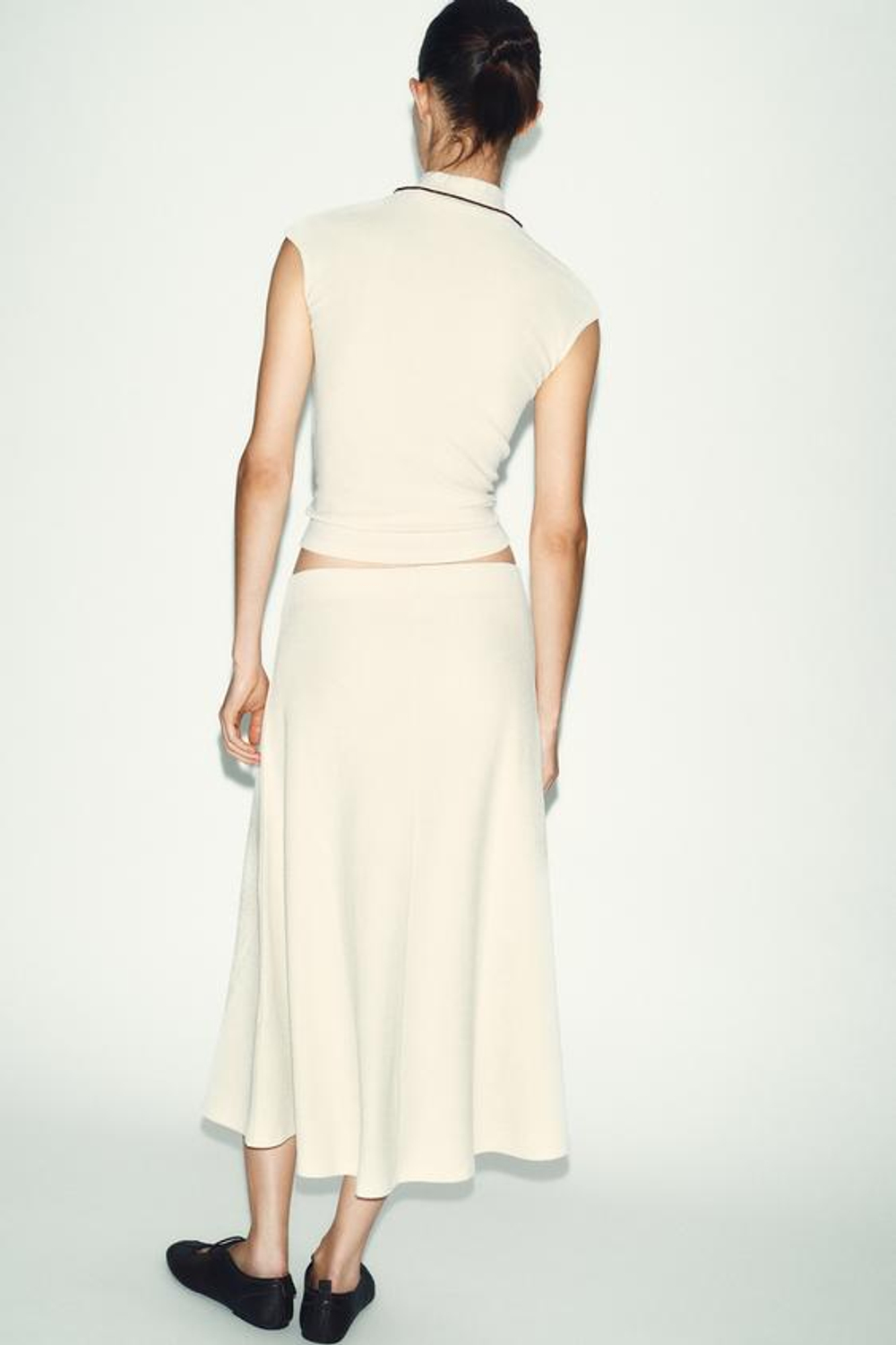 ZARA ЮБКА ИЗ МЯГКОЙ ТКАНИ, ЖЕЛТОВАТО-БЕЛЫЙ