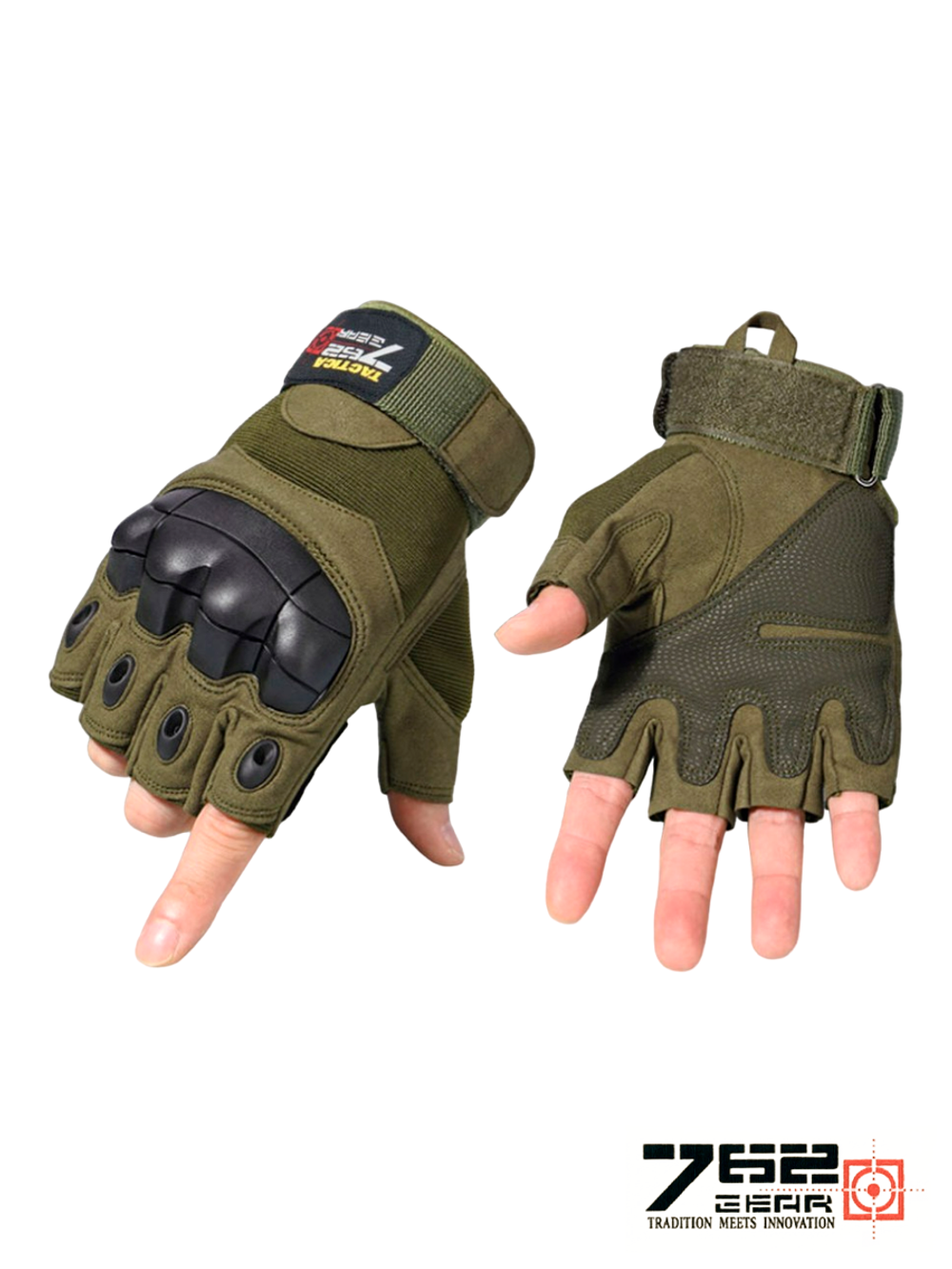 Перчатки беспалые с костяшками Tactica 7.62 Gear Army Tactical Gloves (325). Олива