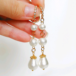 Свадебные длинные серьги жемчугом "Нежная любовь"