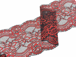 Эластичное кружево, 22 см, черно-красное, (Арт: EK-2531), м