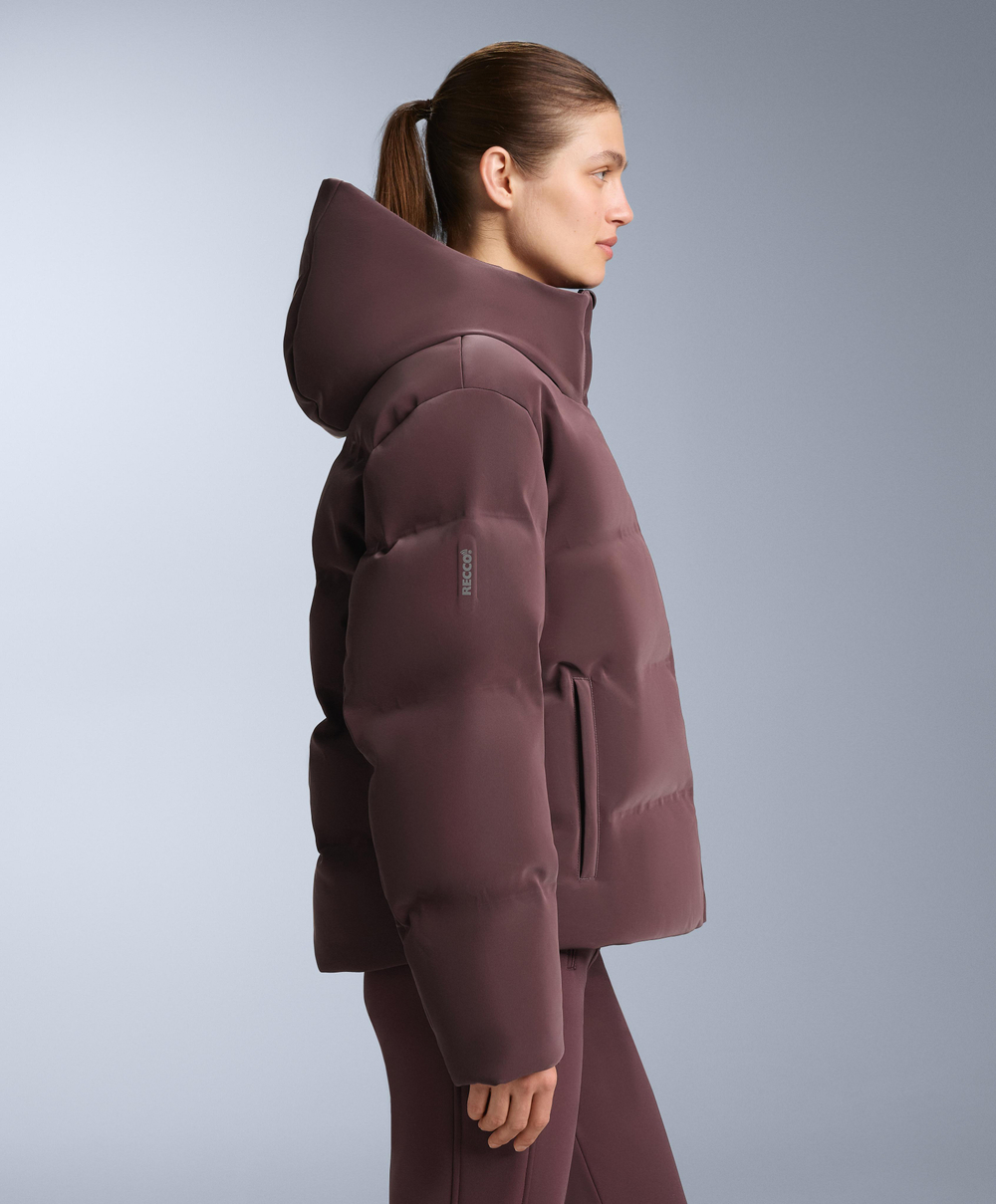 OYSHO Водостойкий пуховик из атласа Minardi Piume SKI, темно-винный