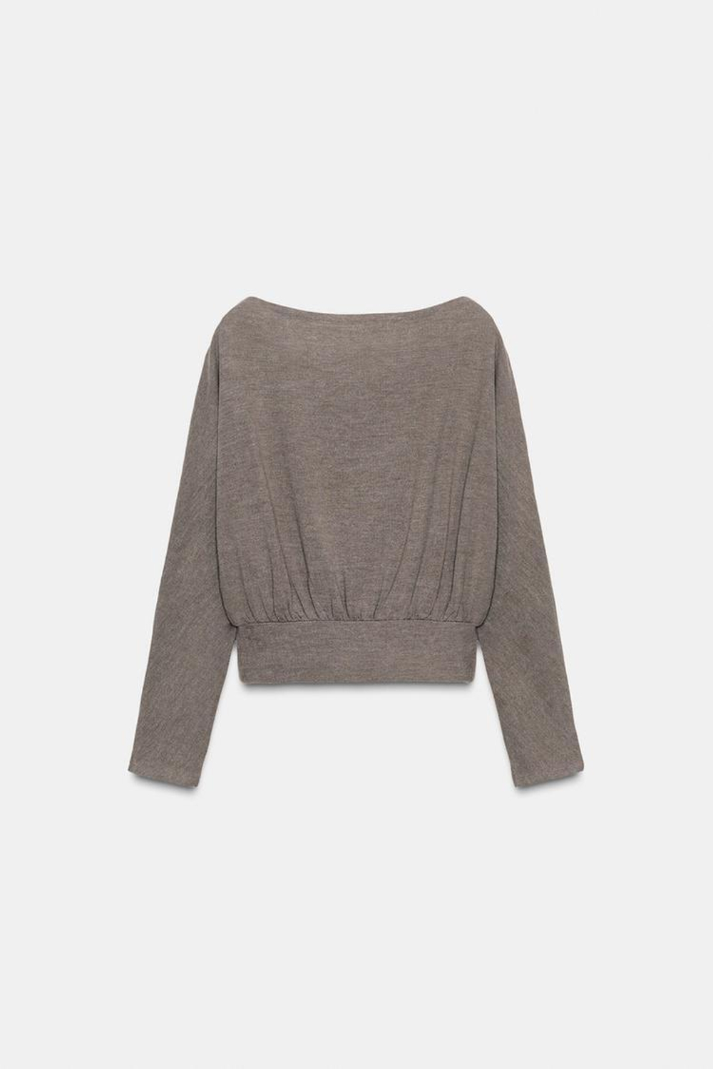 ZARA МЯГКИЙ СВИТЕР С ДЛИННЫМИ РУКАВАМИ, БЕЖЕВЫЙ МЕЛАНЖ