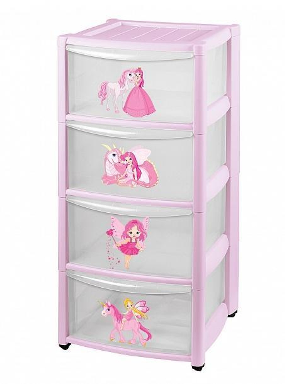 Комод 4 секции на колесах розовый (Бытпласт)