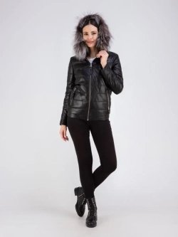 Куртка женская из натуральной кожи с капюшоном Турция