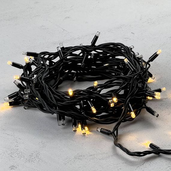Светодиодная гирлянда Sealed с супер - мерцанием 10 м., 220V ., 75 теплых белых LED ламп, черный каучук, LTC (LL75ABL-1-2WW)