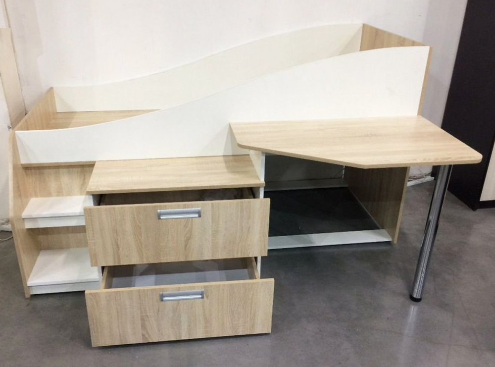 Кровать чердак Скаут сонома/белый 800