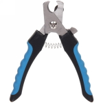 Когтерез для животных «ЗООУЛЬТРА», пружинный механизм, ручки прорезиненные - волна, цвет чёрный / голубой, 16см