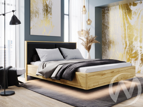 Парящая кровать 1400 с плитой 22 мм Спальня Либерти (дуб крафт золотой/антрацит)