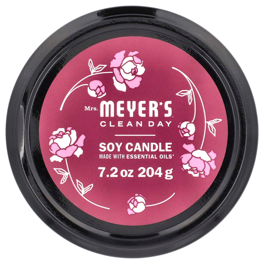 Mrs. Meyers Clean Day, Ароматическая соевая свеча, пион, 204 г (7,2 унции)