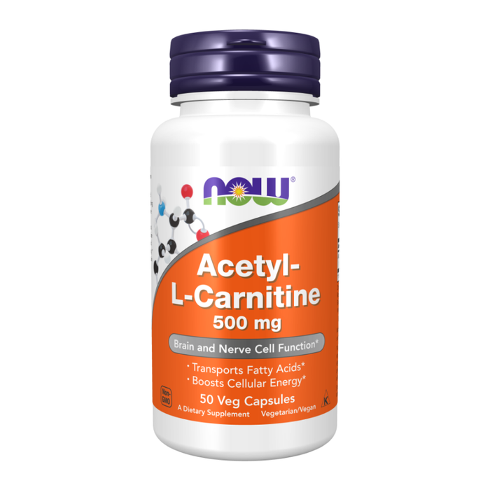 Ацетил-L-карнитин, Acetyl-L-Carnitine 500 mg, Now Foods, 50 капсул
