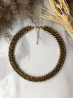 Колье из бисера "Змейка" ручной работы, Синий на серебрянном бисере