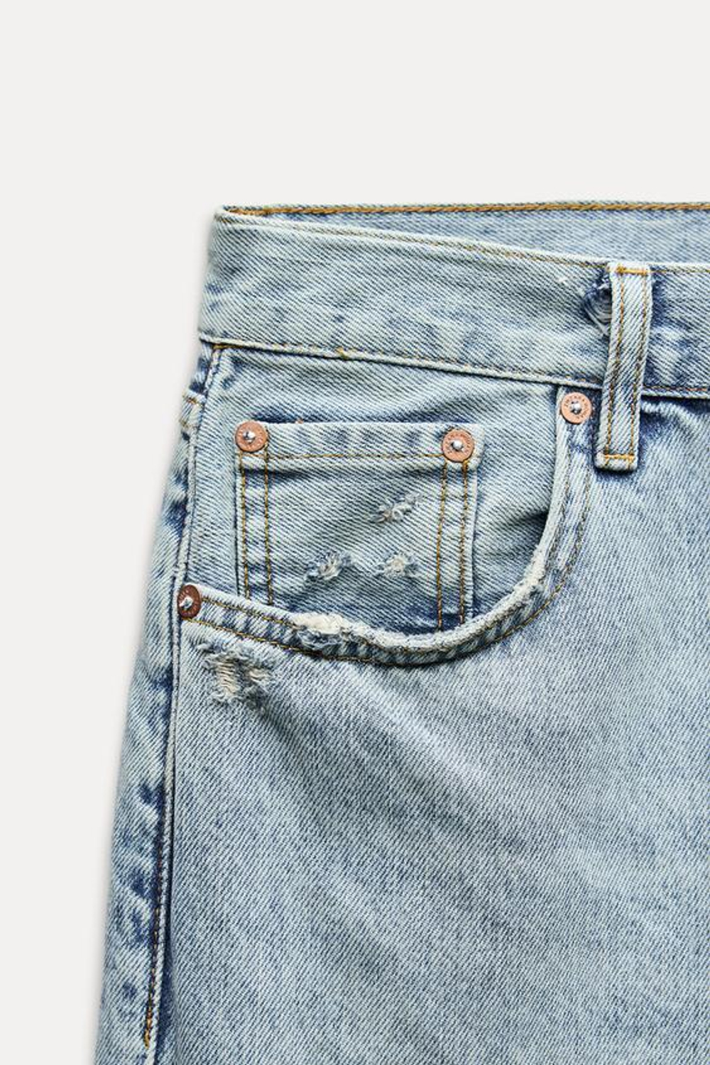 ZARA ДЖИНСЫ RELAXED СО СРЕДНЕЙ ПОСАДКОЙ — ZW COLLECTION, ГОЛУБОЙ