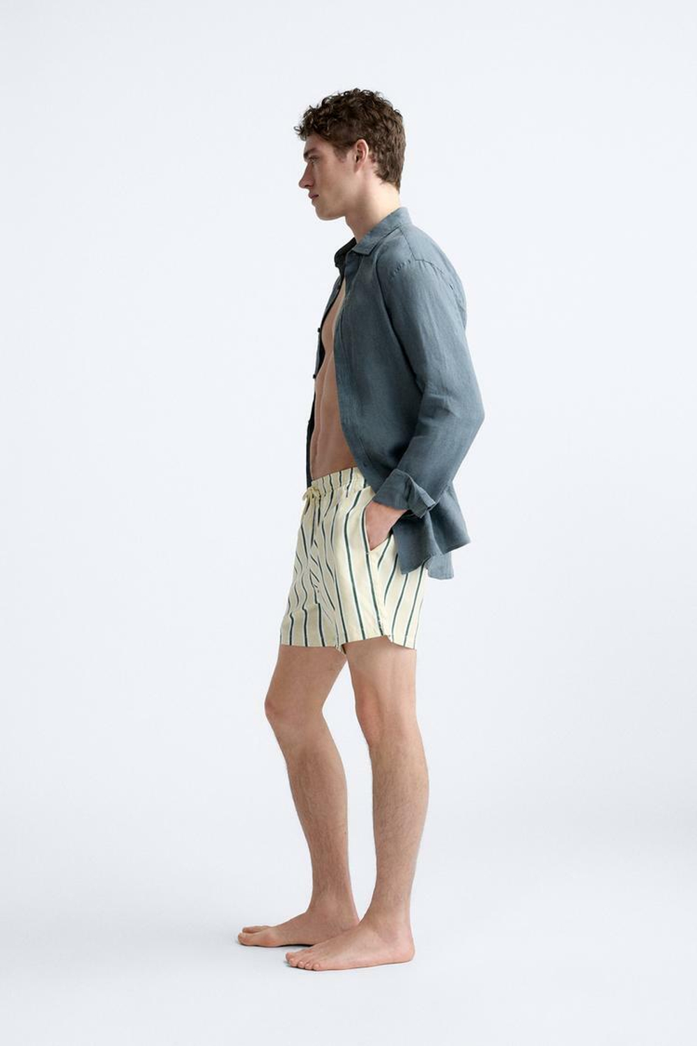 ZARA ПЛАВКИ В ПОЛОСКУ, ПАСТЕЛЬНО-ЖЕЛТЫЙ