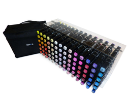 Подставка (органайзер) для маркеров для скетчинга и рисования  / Rainbow_Laboratory, 365х164х100 мм, 84 отверстия, в сборе, прозрачный