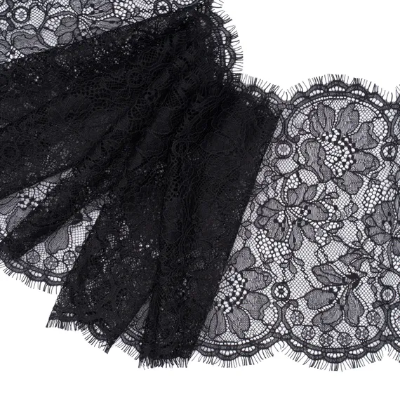Кружево реснички черное (21*140 см)