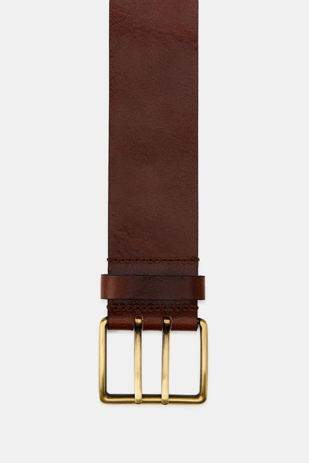 ZARA КОЖАНЫЙ РЕМЕНЬ С КВАДРАТНОЙ ПРЯЖКОЙ, КОРИЧНЕВЫЙ