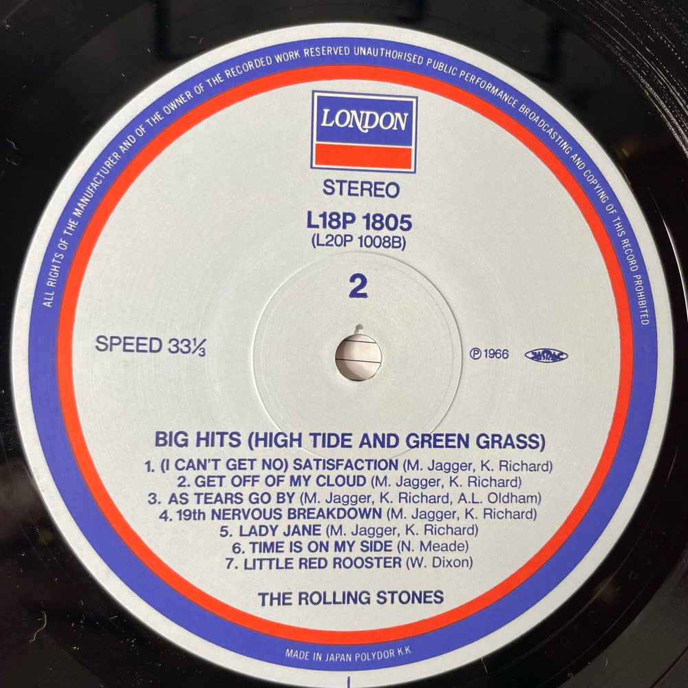 Винтажная виниловая пластинка LP The Rolling Stones Big Hits (High Tide And Green Grass) (Japan 1988) (No Obi)