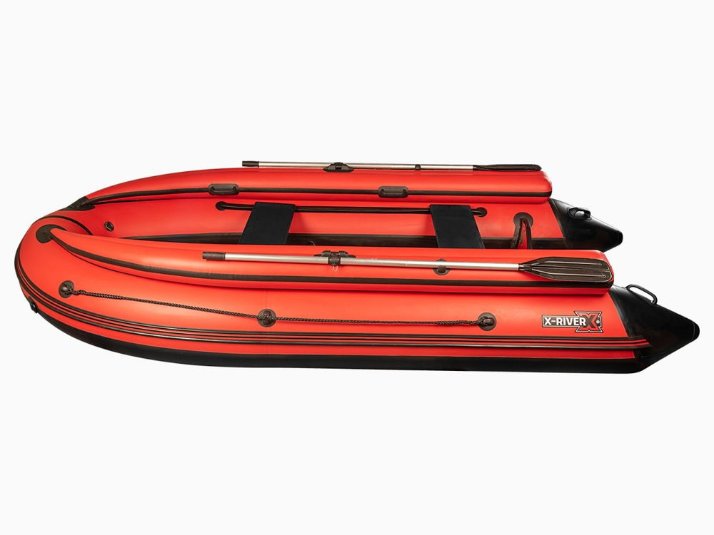 Лодка ПВХ X-River Grace Wind 420 НДНД + фальшборт, красно-черный/фурнитура черная