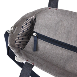 Тоут 2-в-1 с кошкой "MATILDAsan", c ремнем через плечо, на молнии, серый шелк, 23-6632-1, KUSUGURU