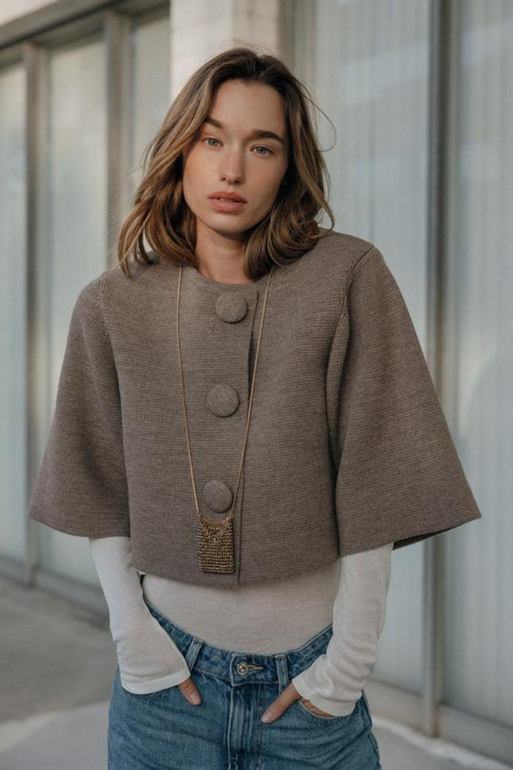 Короткий вязаный кардиган - ZARA
