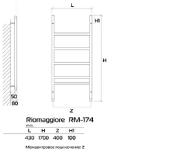 FORMA Riomaggiore 170x40 (см) электрический полотенцесушитель