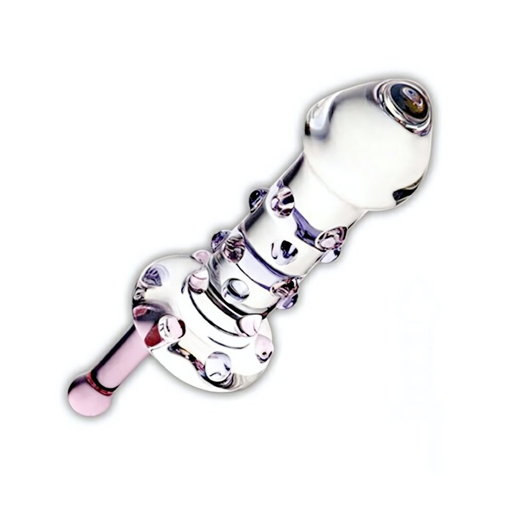 Небольшой стеклянный фаллос с ручкой Candy Land (Цвет: прозрачный)