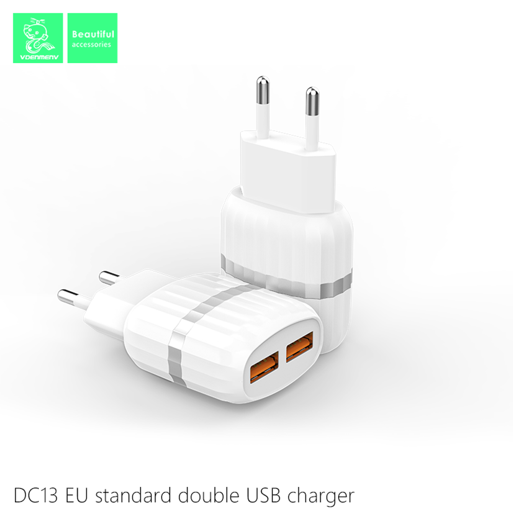 Сетевой адаптер питания DENMEN DC13 2USB (черный)