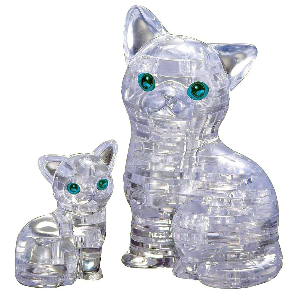 Кошка серебристая c котенком, 3D-головоломка