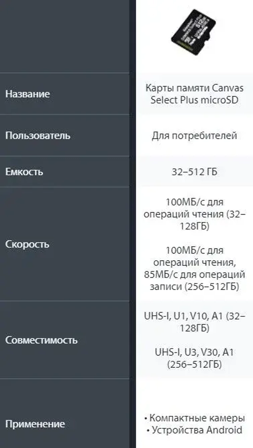 Kingston MicroSD/TransFlash-128 Gb class 10 (100 Mb/s)