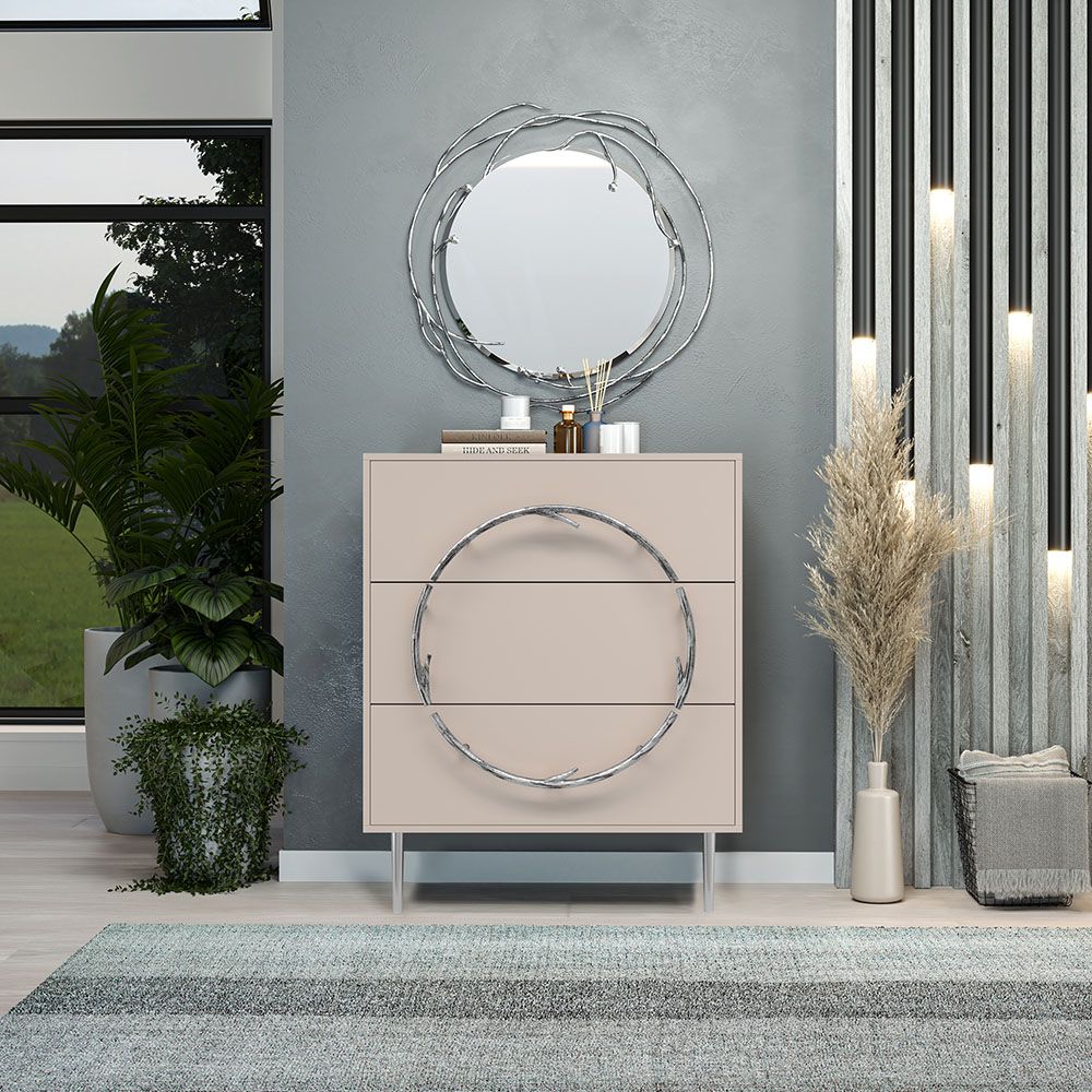 Комод Арт Колор matte Стайл Сильвер с 3 ящиками Серый агат матовый