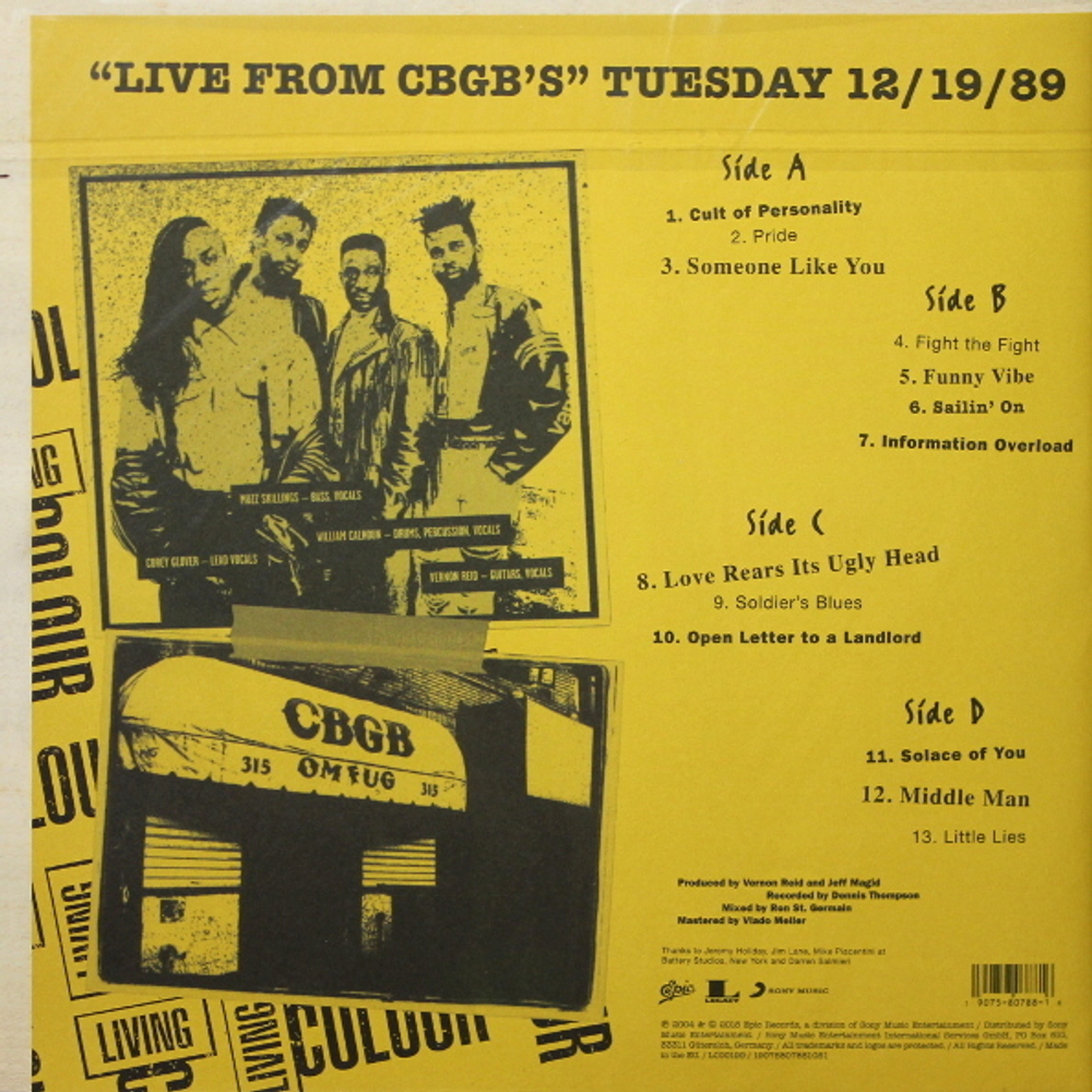 Living Colour / Live From CBGB's Truesday 12/19/89 (2LP)
